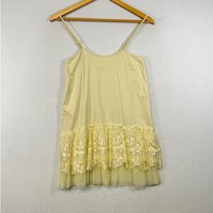Winter Lennon Yellow Lace Trim‎ Slip Tank Top Tunic Women's Small